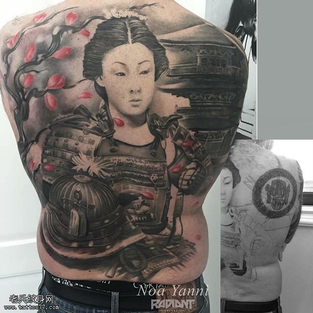 满背的花木兰纹身图案
