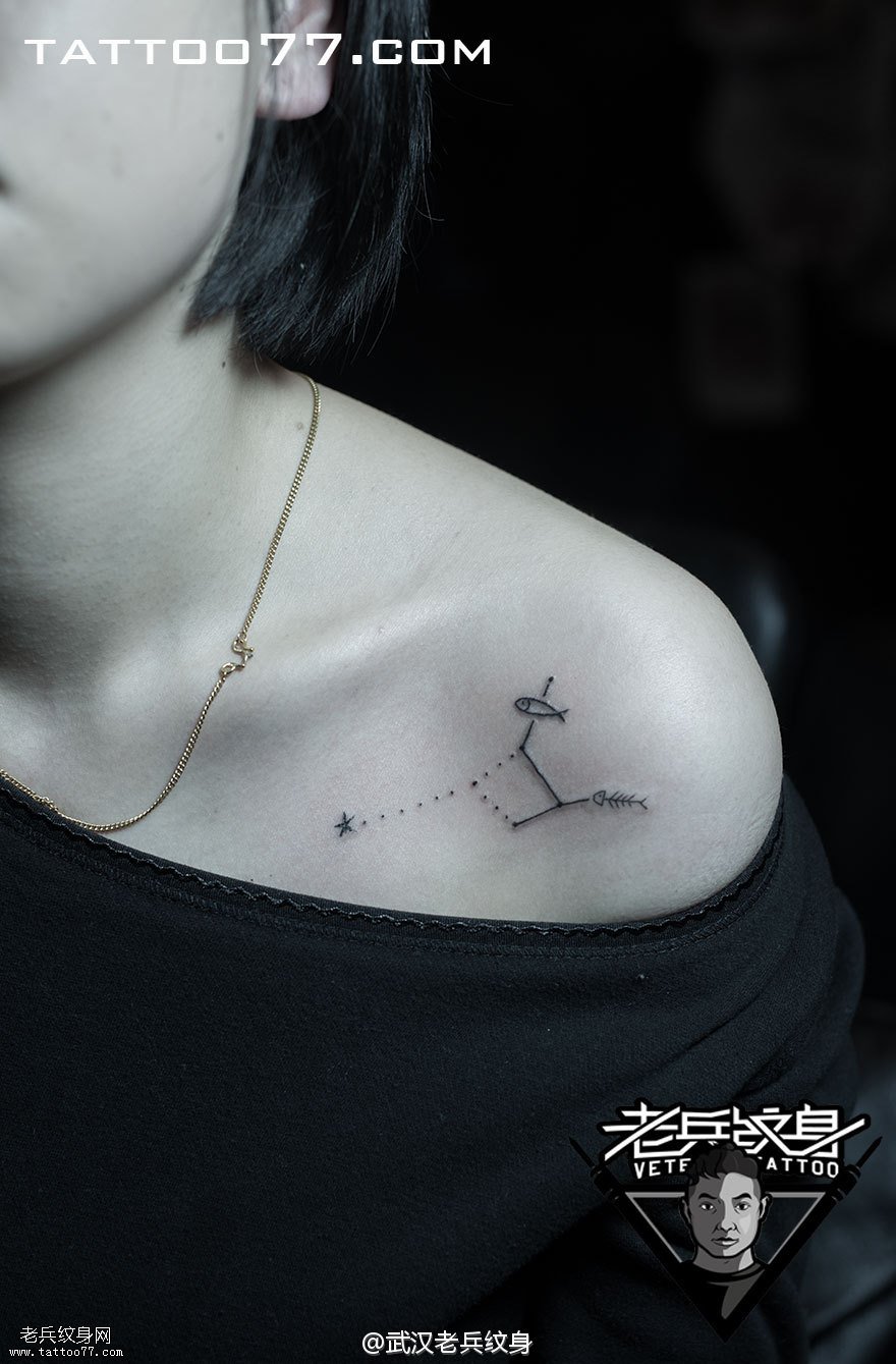 美女锁骨星座纹身图案作品