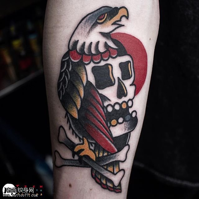 手臂的鹦鹉纹身图案