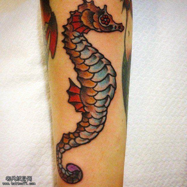 手臂彩绘翼龙纹身图案