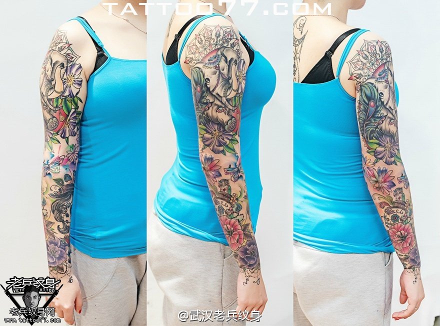欧美花臂纹身图案作品
