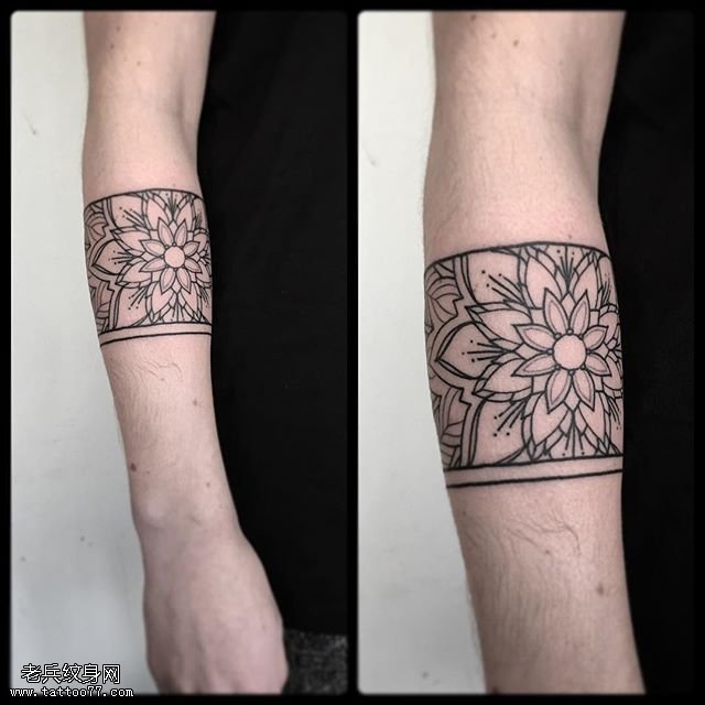 手臂梵花臂环纹身图案