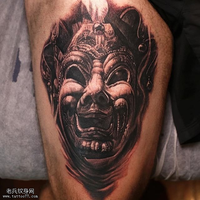 大腿的不动明王纹身图案