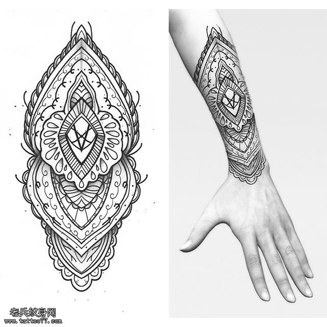 手腕上的护腕纹身图案