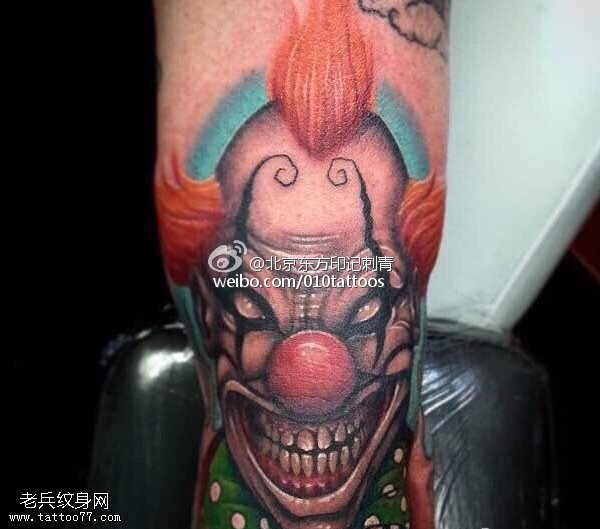 手稿搞怪小丑纹身图案