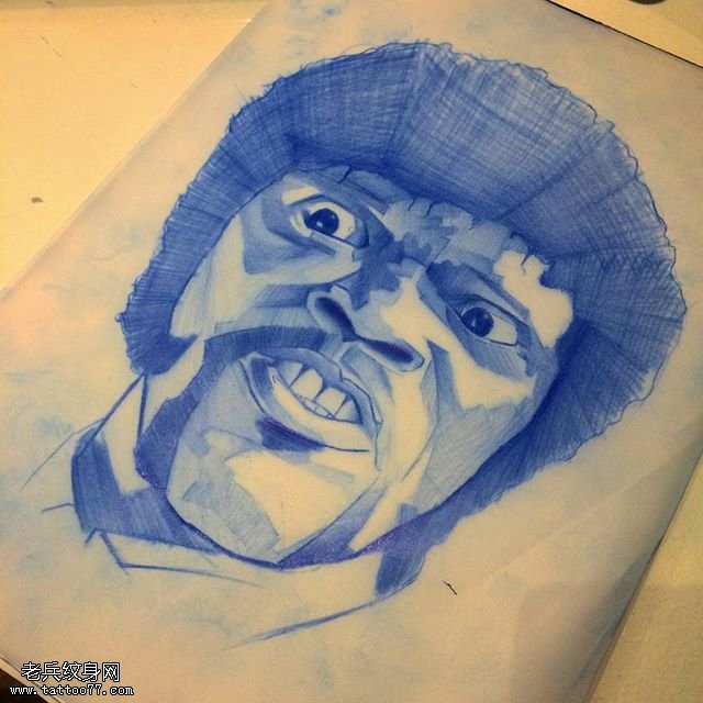 手稿经典素描肖像纹身图案
