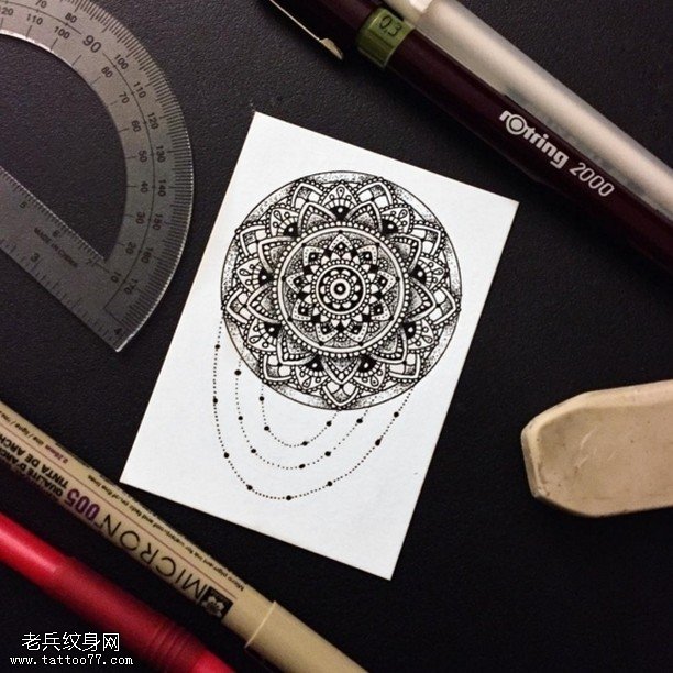 手稿传统梵花纹身图案