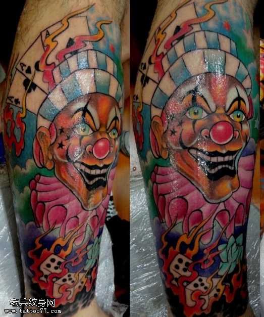 男女超个性小丑炫彩纹身图案