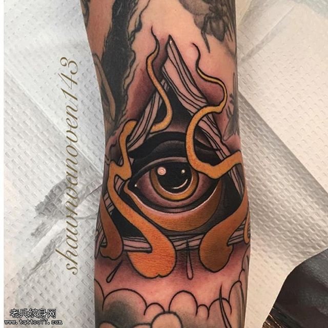 手臂的3D眼睛纹身图案