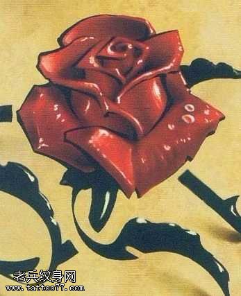 3D红色玫瑰花素材纹身图案