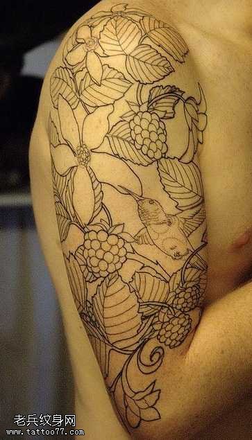 手臂素色花朵纹身图案