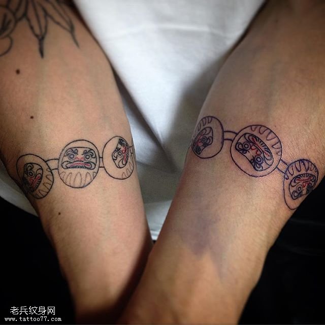 手臂达摩手链纹身图案