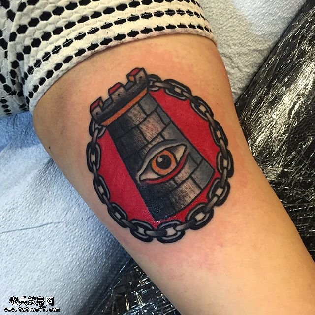 手臂眼睛塔纹身图案