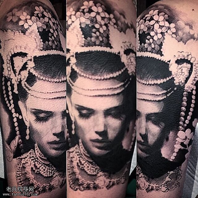手臂经典印度美女纹身图案