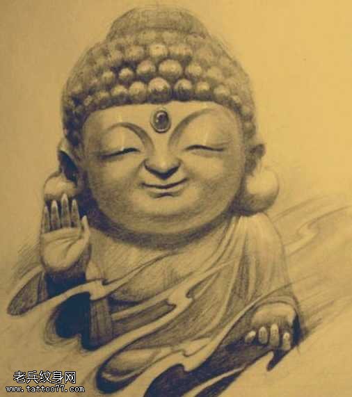手稿一张超萌的佛纹身图案