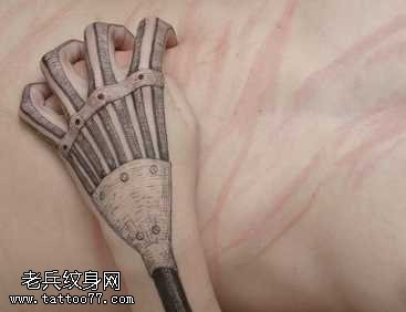手部3D机械手纹身图案