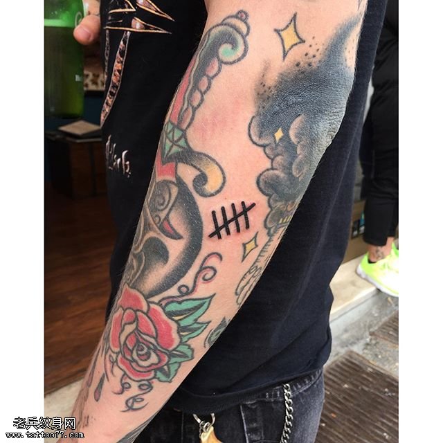手臂线伤疤纹身图案