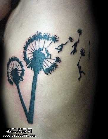 手臂抽象薄公英纹身图案