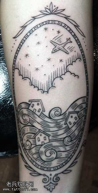 手臂飞机纹身图案