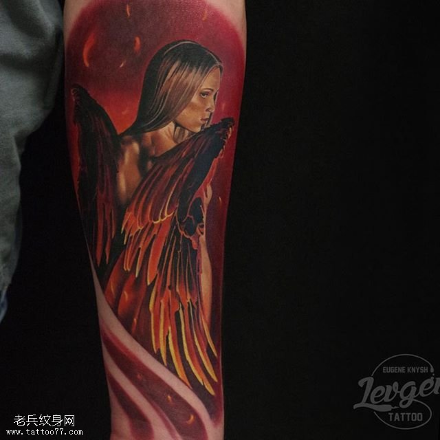 手臂天使魔女纹身图案