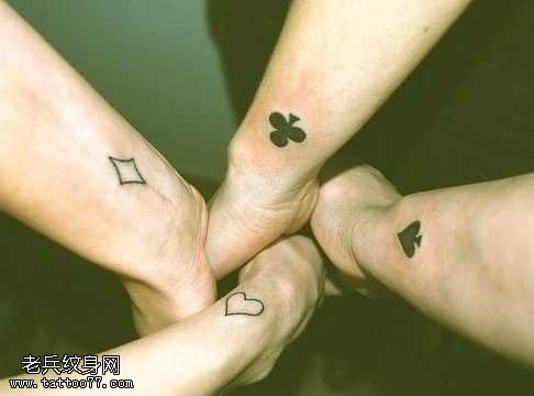 扑克四主幽默纹身图案