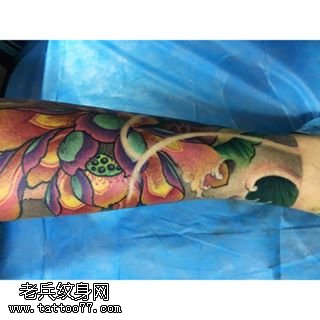 小臂彩绘莲花纹身图案