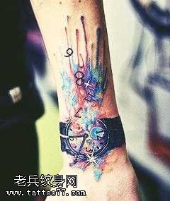 绚丽的手表水墨纹身图案