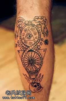 手臂骷髅头被灭纹身图案