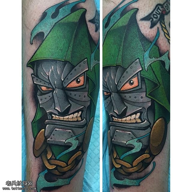 手臂恶魔面具纹身图案