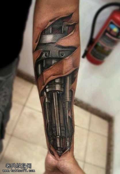 手臂3d机械纹身图案