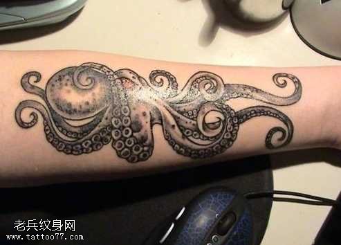 手臂帅气的章鱼纹身图案