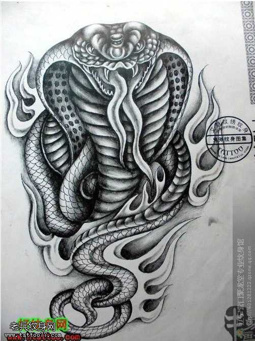 手稿一款很恐怖的蛇纹身图案
