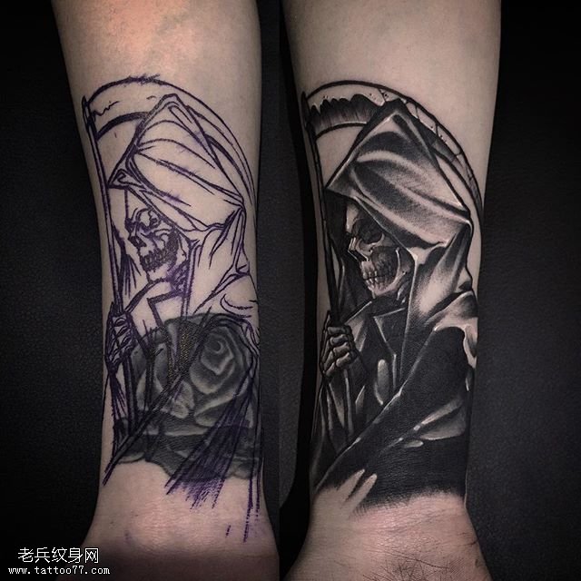 手腕的死神骷髅纹身图案