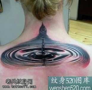 颈部水滴特效纹身图案