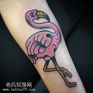 手臂的丹顶鹤纹身图案