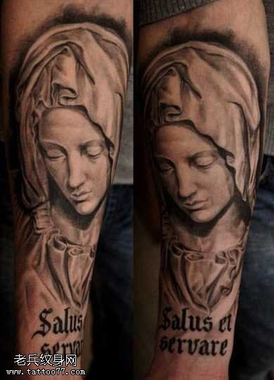 手臂圣母玛利亚纹身图案
