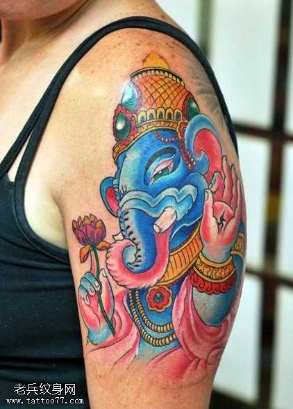 印度神象纹身图案