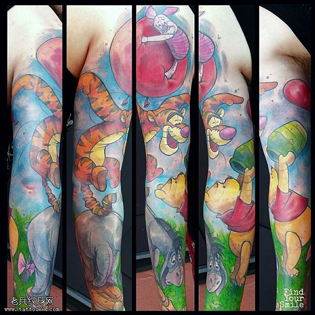 卡通彩绘花臂纹身图案