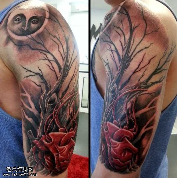 胳膊生命的源泉心脏纹身图案