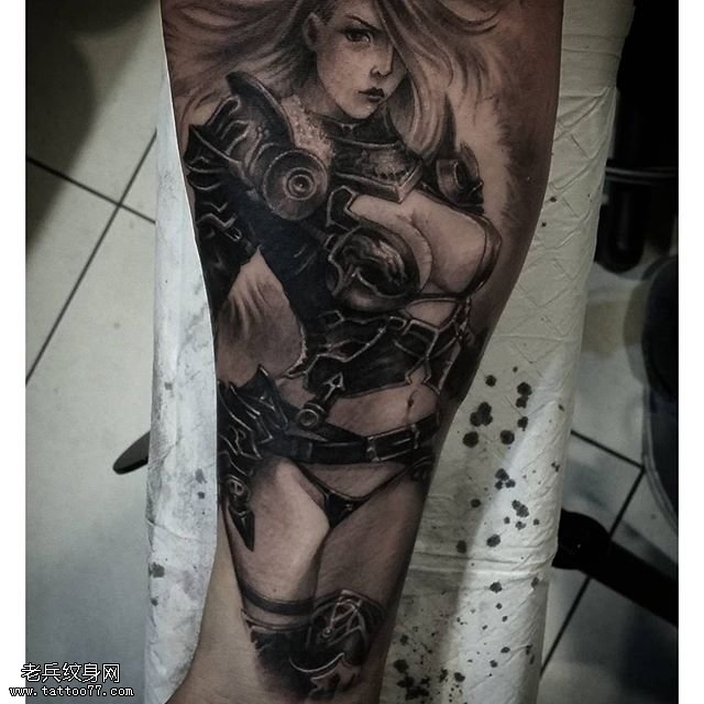 腿部幻想艺术纹身图案