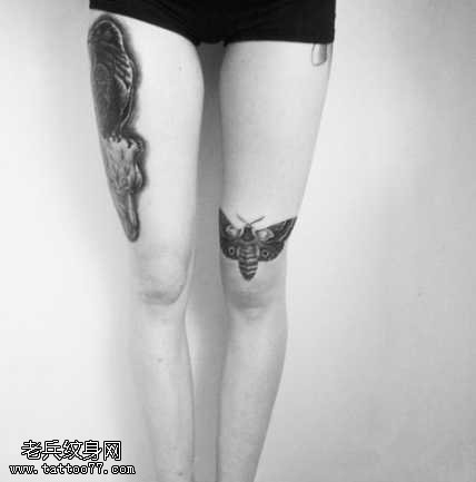 腿部动物纹身图案