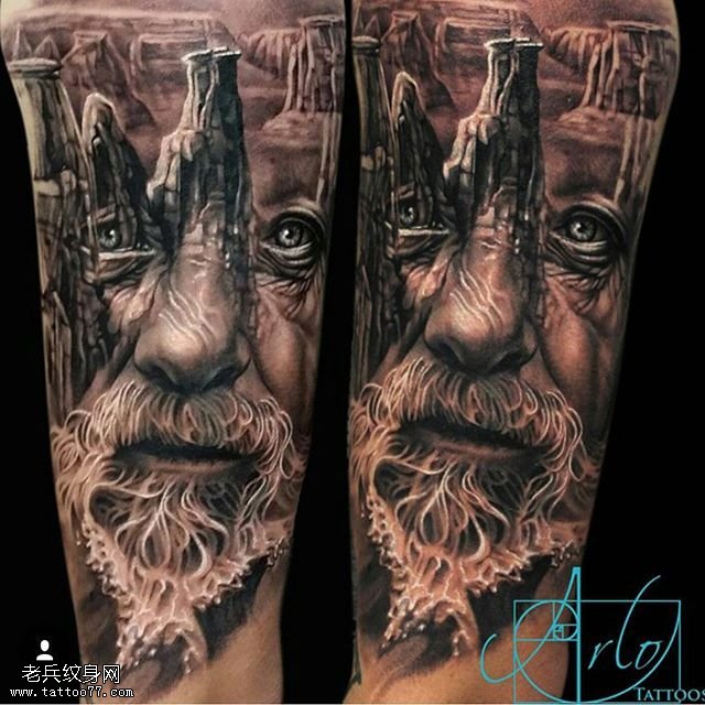 手臂欧美风图腾纹身图案