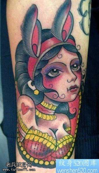手臂兔女郎纹身图案