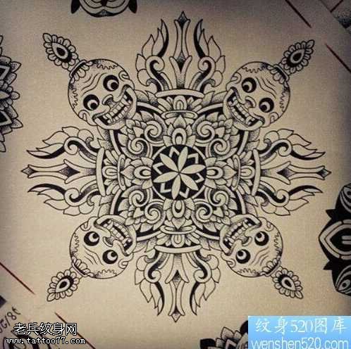 潮流骷髅头纹身图案