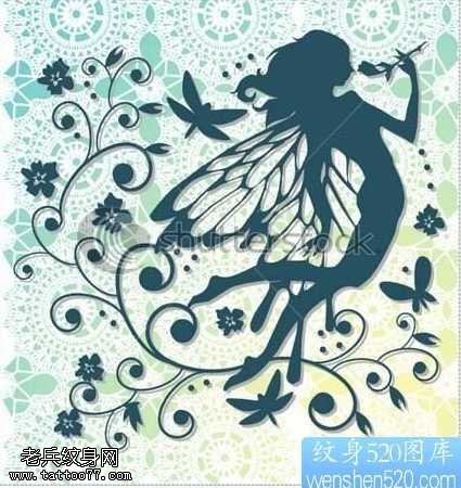 手稿天使精灵纹身图案