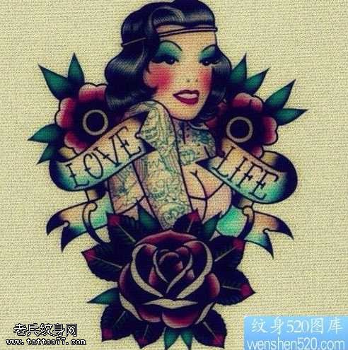 手稿欧美人物肖像纹身图案