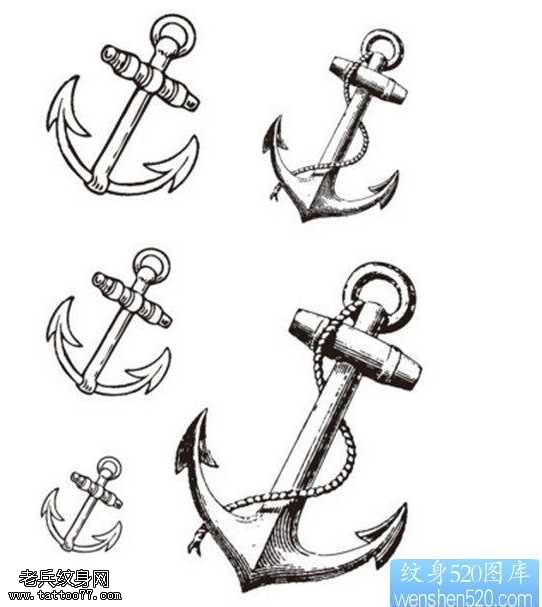 素描船锚纹身图案