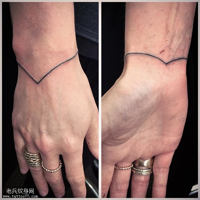 手腕简单线条纹身图案