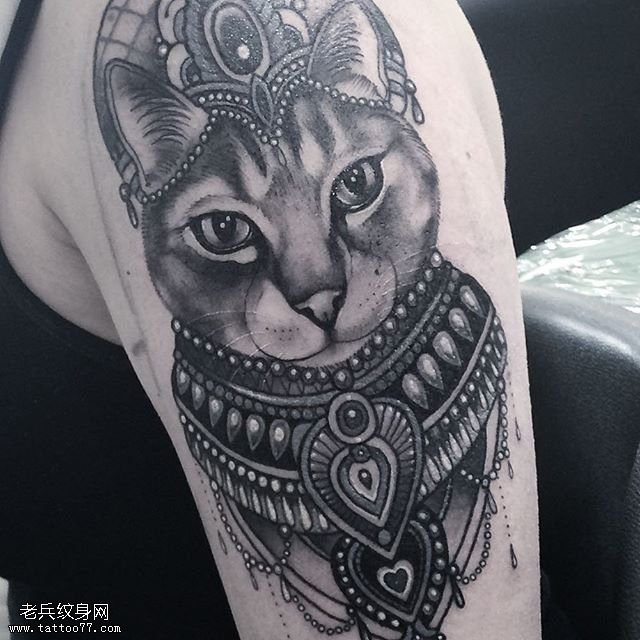 大臂经典的猫女纹身图案