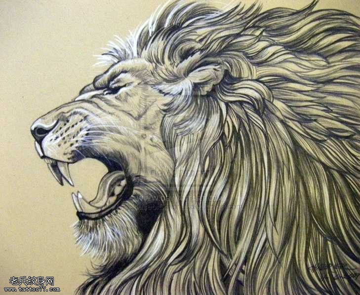 大气的狮子头纹身图案